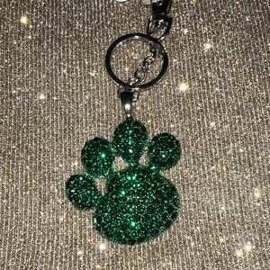 Green Crystal Paw Keychain or Bag Charm